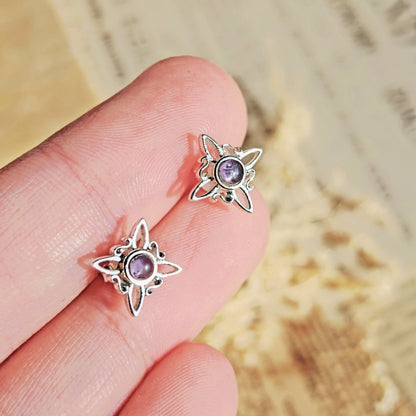 Pendientes Nudo de Bruja con Amatista en Plata de Ley 925