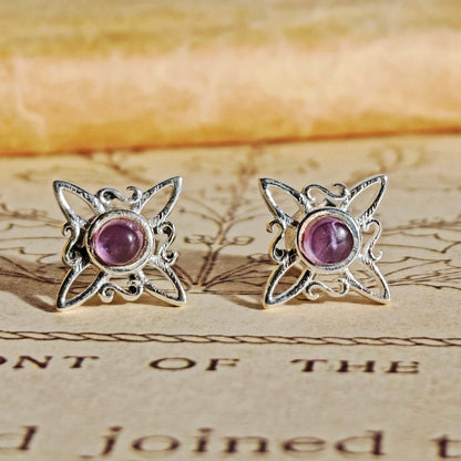 Pendientes Nudo de Bruja con Amatista en Plata de Ley 925