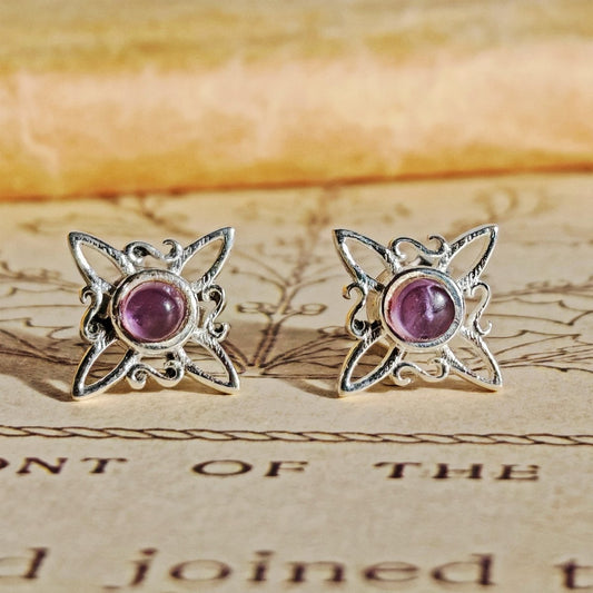 Pendientes Nudo de Bruja con Amatista en Plata de Ley 925