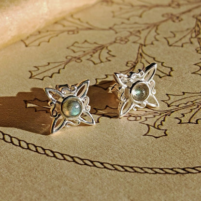 Pendientes Nudo de Bruja con Labradorita en Plata de Ley 925