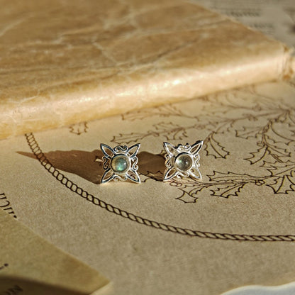 Pendientes Nudo de Bruja con Labradorita en Plata de Ley 925