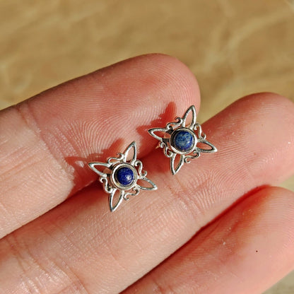 Pendientes Nudo de Bruja con Lapislázuli en Plata de Ley 925