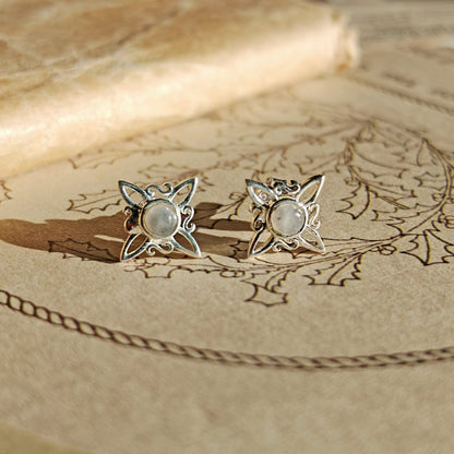 Pendientes Nudo de Bruja con Piedra de Luna en Plata de Ley 925