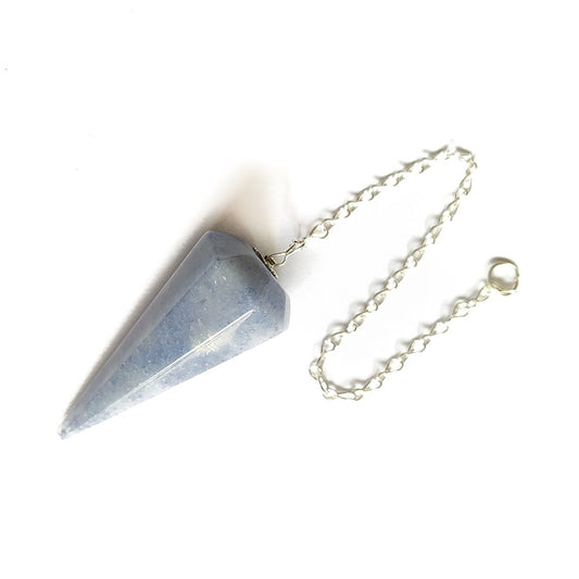 Péndulo de mineral de cuarzo azul facetado, herramienta de cristal para terapias y meditación, de Mystical Tienda.