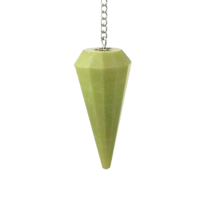 Péndulo de mineral de Jaspe Limón facetado, herramienta de cristal para energías y terapias alternativas.