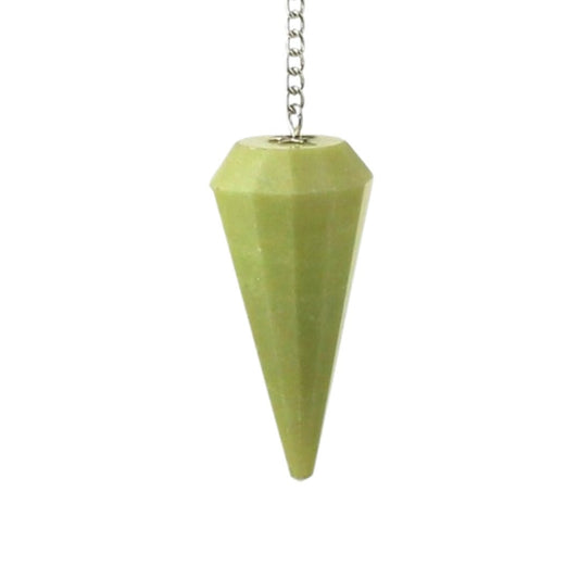 Péndulo de mineral de Jaspe Limón facetado, herramienta de cristal para energías y terapias alternativas.