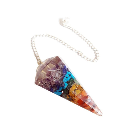 Péndulo de Orgonita con las gemas de los Siete Chakras - Sensaido