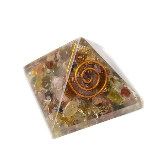 Pirámide Orgonita de Turmalina Multicolor con Espiral - Sensaido