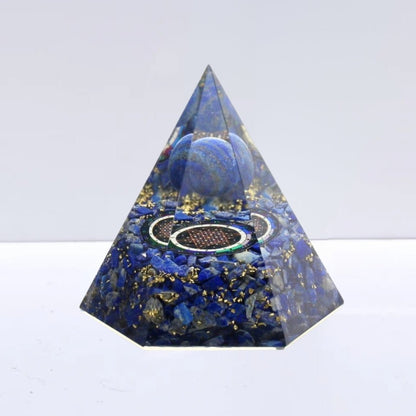 Pirámide Orgonita 'Sacred' - Lapislázuli Tetraedro de 64 estrellas - Sensaido