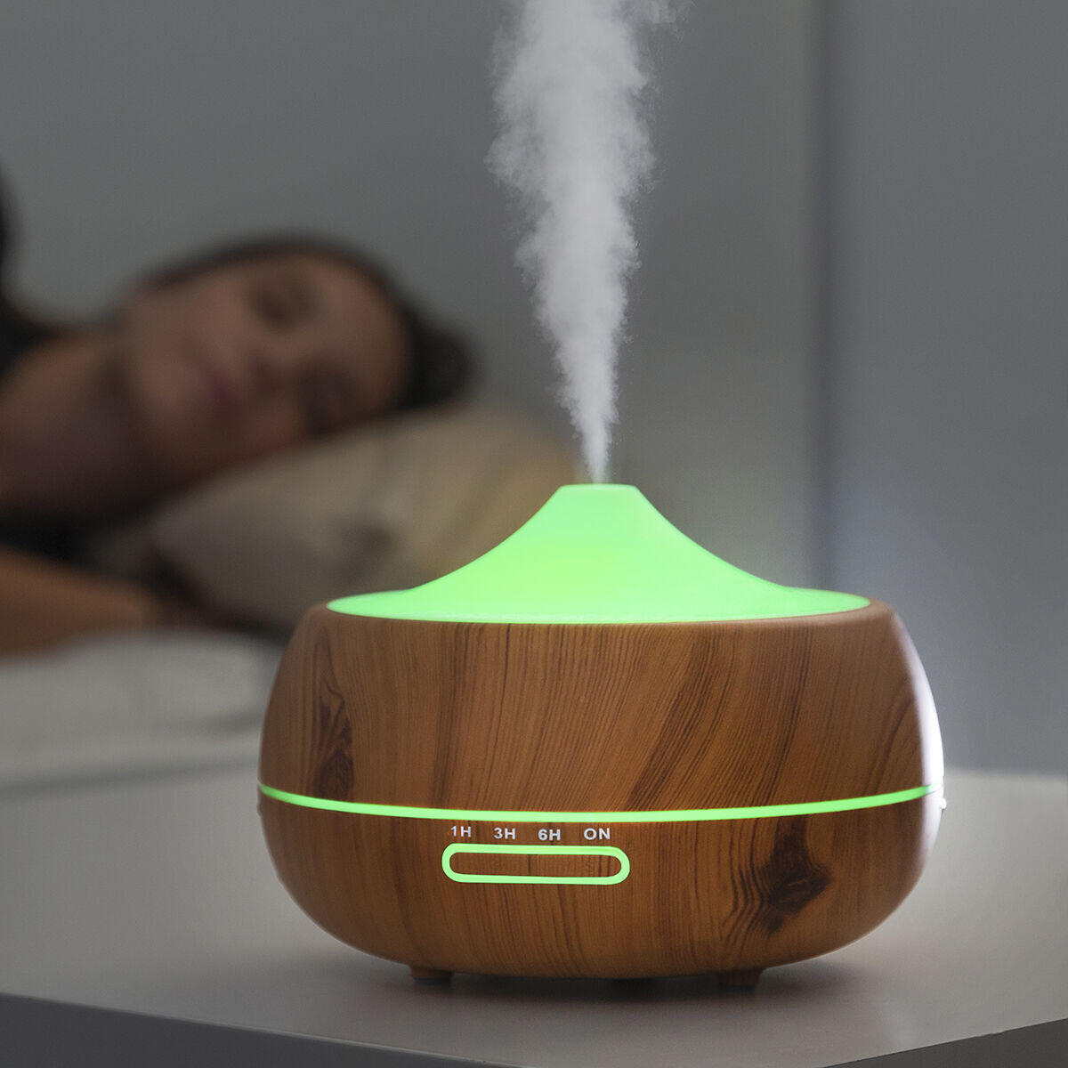 Difusor de aromas humidificador Humidificador Difusor de Aromas con LED multicolor y efecto madera InnovaGoods.