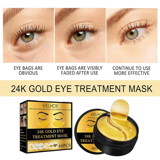 EELHOE Parches de Oro 24K – Tratamiento de Lujo para Ojeras e Hinchazón 👁️💛 60 Pcs