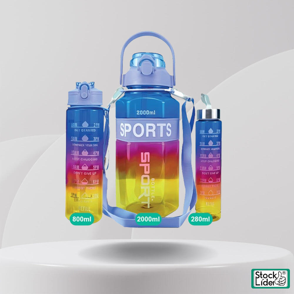 Set de 3 Botellas de agua Hexagonales