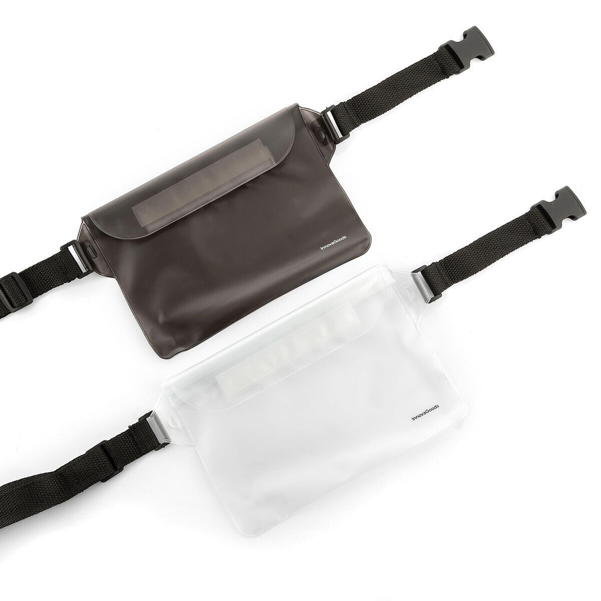 Bolsa riñonera impermeable Wannis InnovaGoods con correa ajustable, en color negro, para deportes y actividades al aire libre