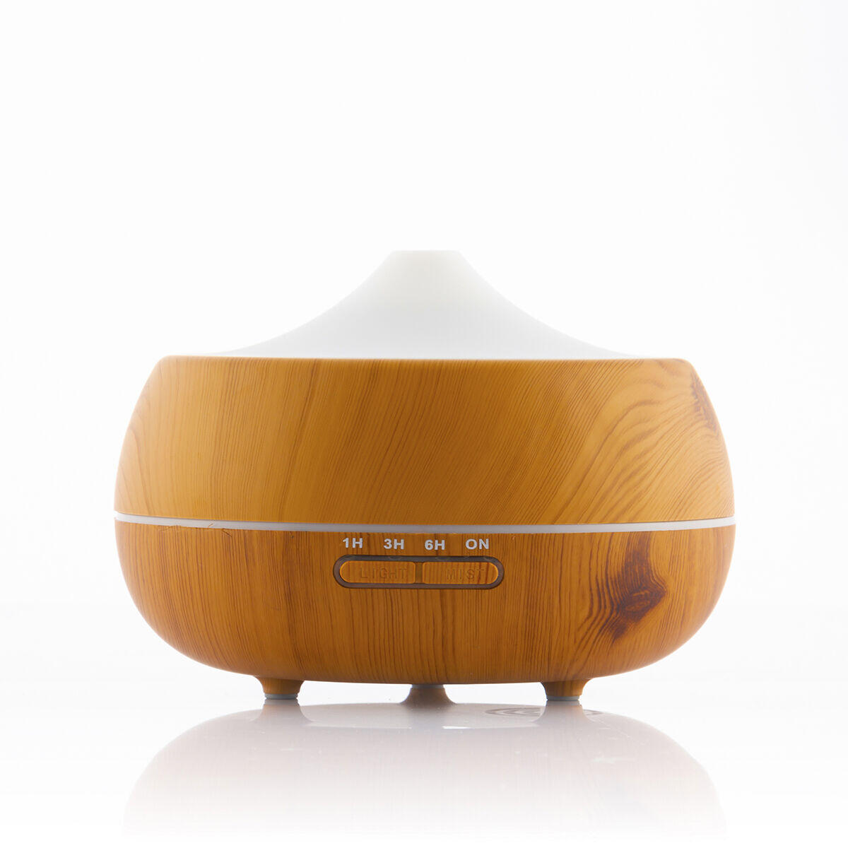 Humidificador difusor de aromas InnovaGoods con efecto madera, luces LED multicolor y diseño compacto para ambientes relajantes.