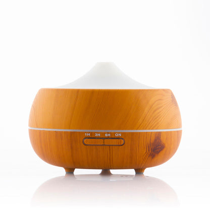 Humidificador difusor de aromas InnovaGoods con efecto madera, luces LED multicolor y diseño compacto para ambientes relajantes.