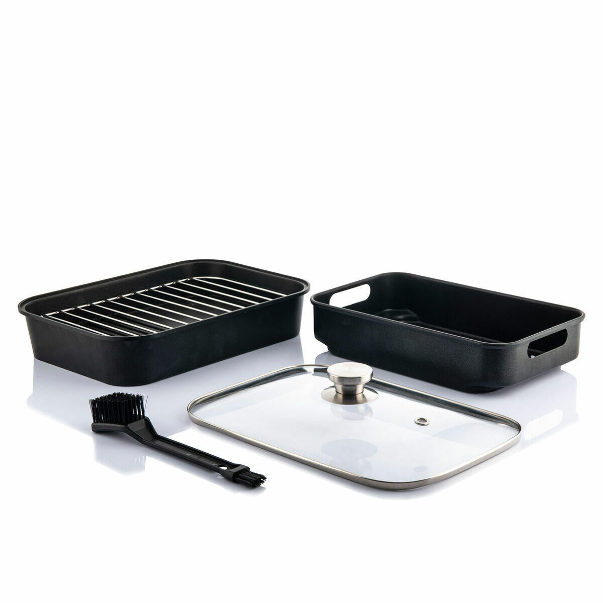 Freidora de aire con grill Fryinn 12 en 1, accesorios y recetario, en acabado negro y acero, 6 litros, 3400 W de innovagizmo.com