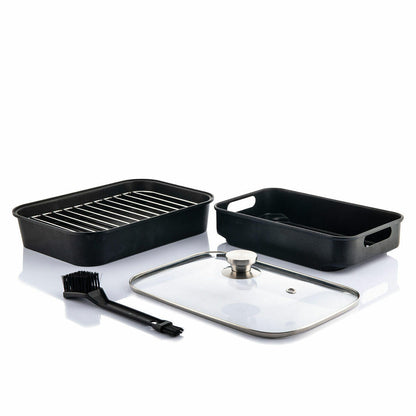 Freidora de aire con grill Fryinn 12 en 1, accesorios y recetario, en acabado negro y acero, 6 litros, 3400 W de innovagizmo.com