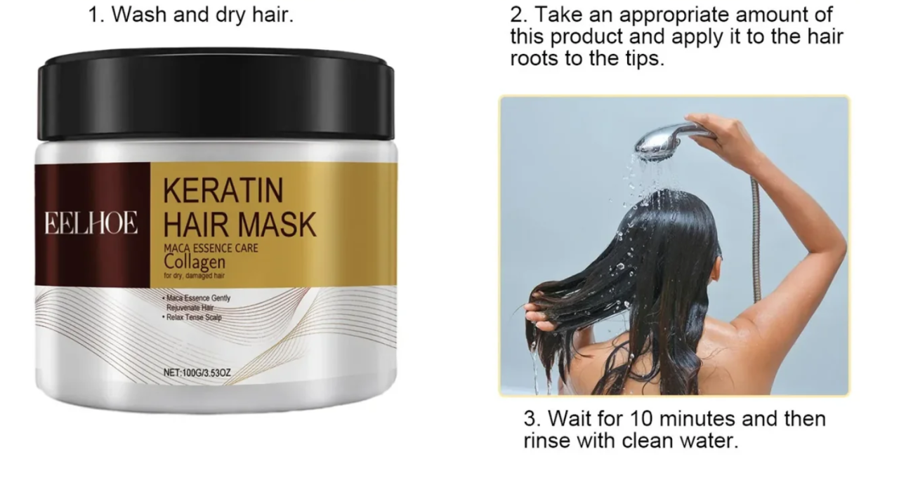 EELHOE Máscara de Keratina - Reparación Profunda, Antiencrespamiento y Brillo Intenso