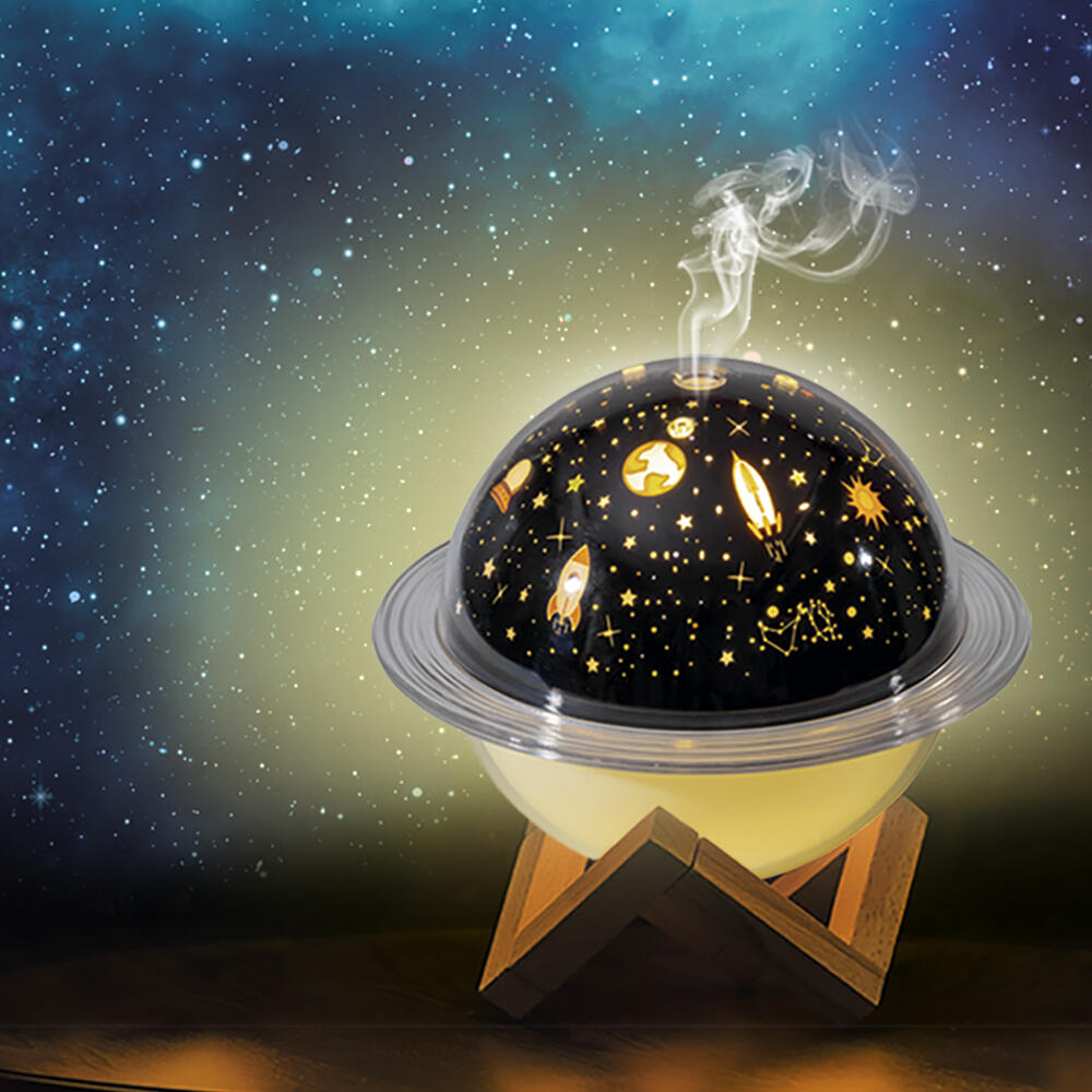 Humidificador proyector Saturno de Dropea marca Innovagizmo, con diseño moderno y funciones de humidificación y proyección de luces.