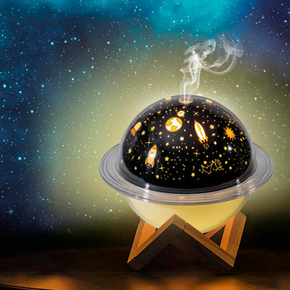 Humidificador proyector Saturno de Dropea marca Innovagizmo, con diseño moderno y funciones de humidificación y proyección de luces.