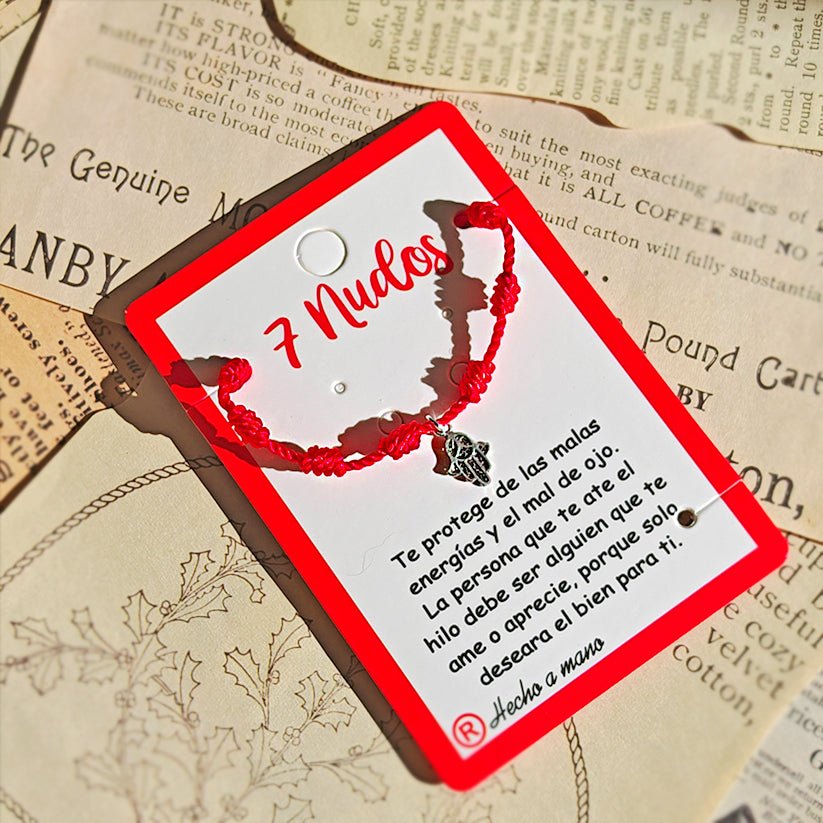 Pulsera 7 Nudos con Mano de Fátima S925