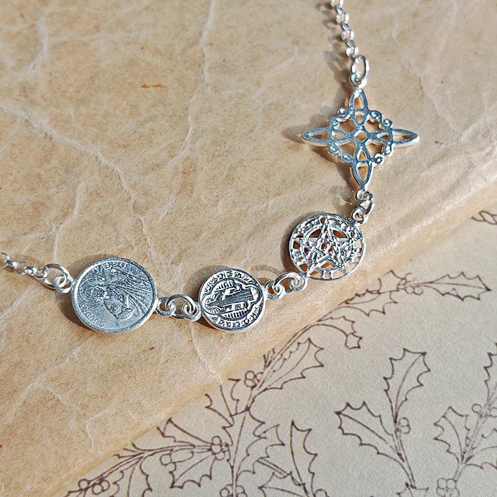 Pulsera Cuádruple de Protección S925: Cuatro Sellos Sagrados