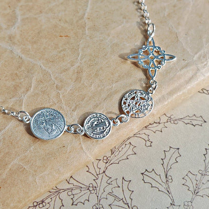 Pulsera Cuádruple de Protección S925: Cuatro Sellos Sagrados