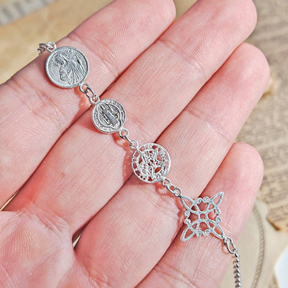 Pulsera Cuádruple de Protección S925: Cuatro Sellos Sagrados