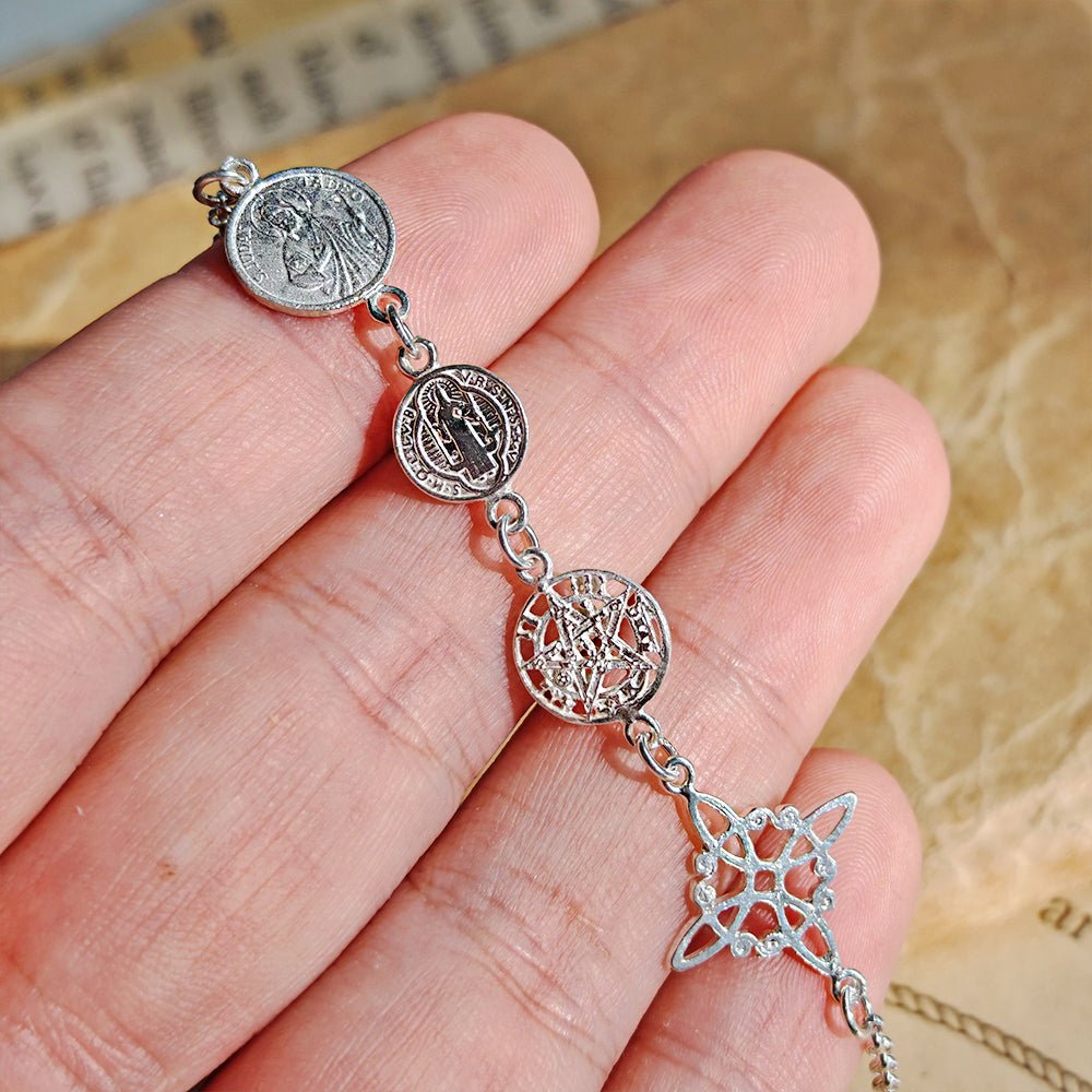 Pulsera Cuádruple de Protección S925: Cuatro Sellos Sagrados