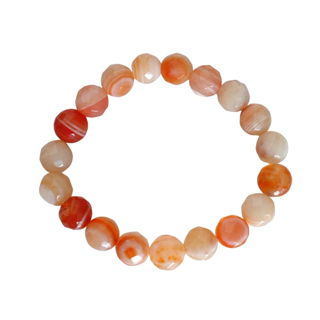Pulsera de Ágata Naranja - Bola Facetada