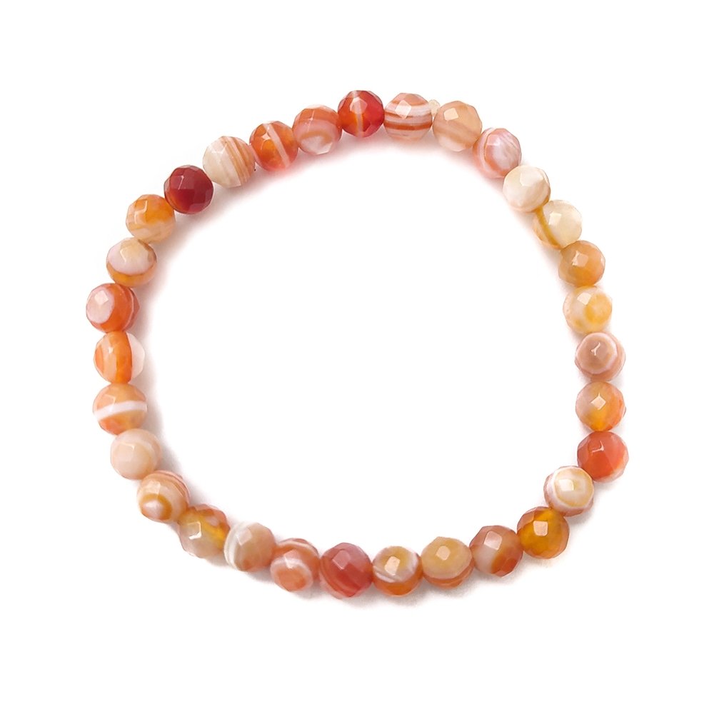Pulsera de Ágata Naranja - Bola Facetada