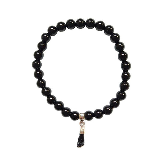 Pulsera de Ágata Negra y Amuleto Figa