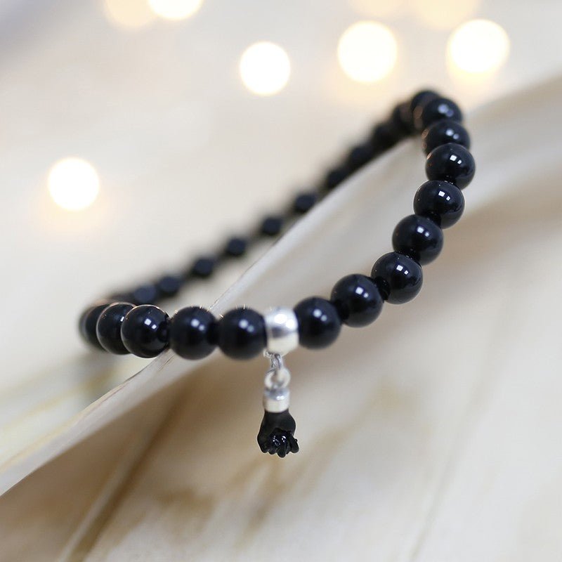 Pulsera de Ágata Negra y Amuleto Figa