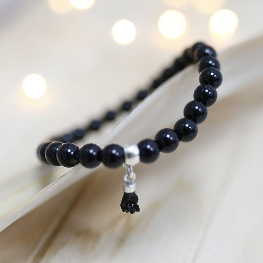 Pulsera de Ágata Negra y Amuleto Figa