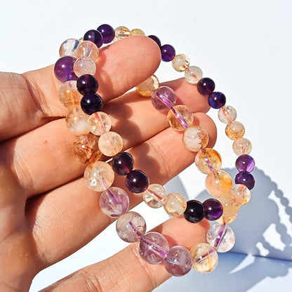Pulsera de Amatista & Citrino Bola Lisa