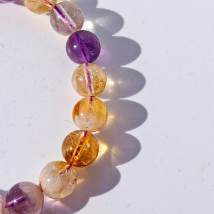 Pulsera de Amatista & Citrino Bola Lisa