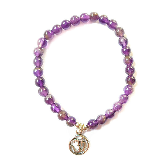 Pulsera de Amatista y Om en Plata de Ley
