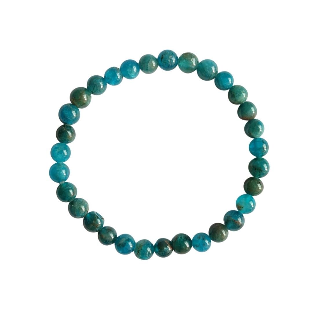 Pulsera de mineral Apatito con bolas lisas, joyería de piedra natural para uso diario, de la marca Mystical Tienda