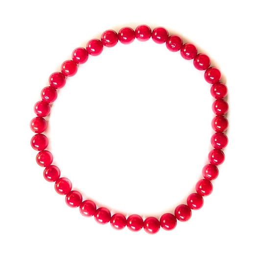 Pulsera de Coral Rojo Bola Lisa