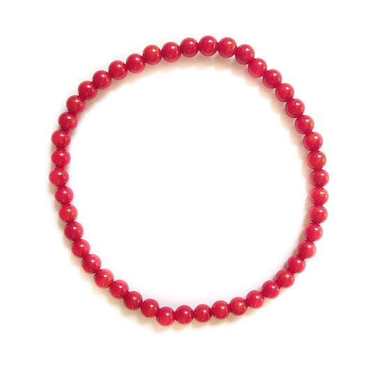Pulsera de Coral Rojo Bola Lisa