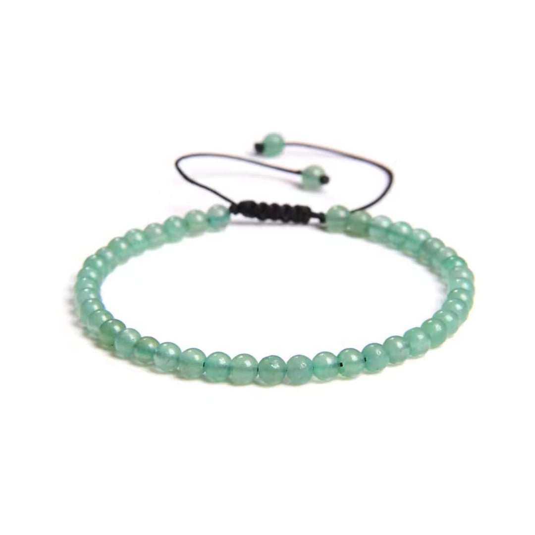 Pulsera de Cuarzo Verde con Nudo Corredizo