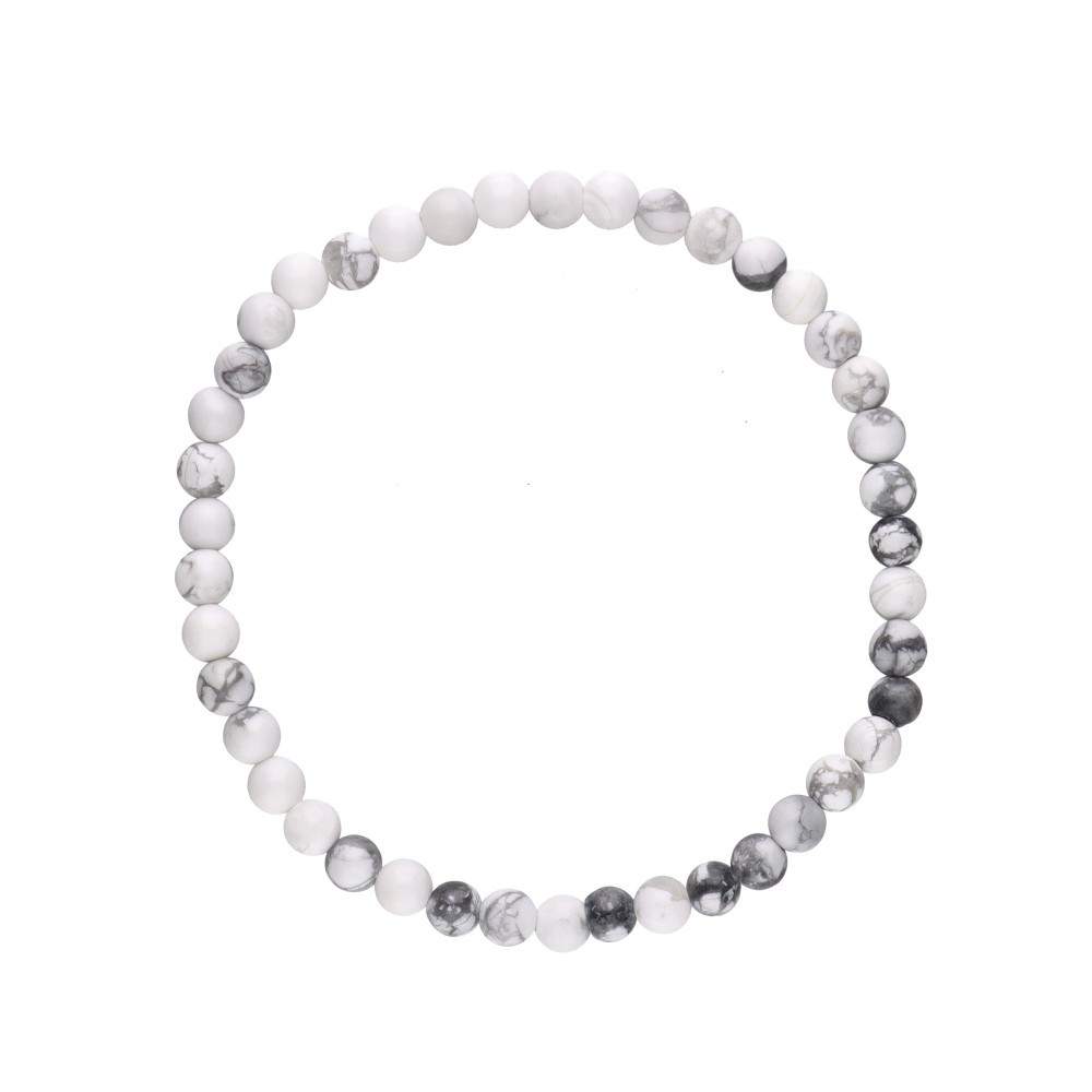 Pulsera de mineral Howlita Blanca con bolas lisas, joya elegante y natural, de Mystical Tienda.