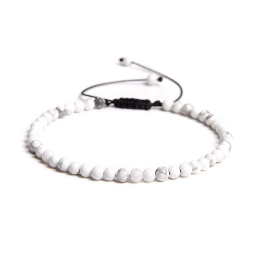 Pulsera de Howlita Blanca con Nudo Corredizo