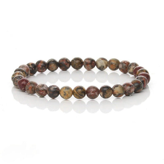 Pulsera de mineral Jaspe Leopardo con bolas lisas, joya de estilo natural y elegante de Mystical Tienda.
