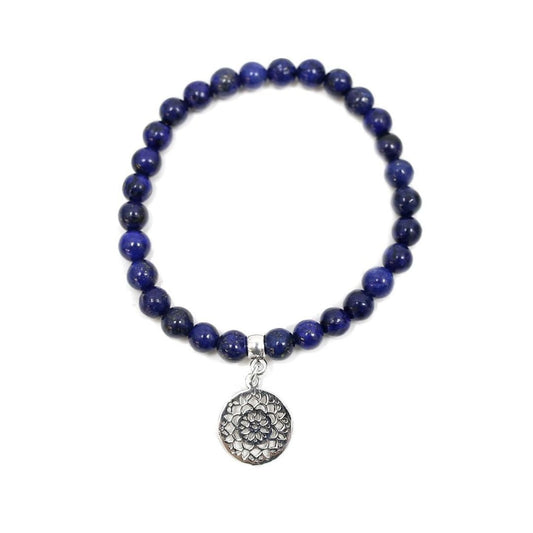 Pulsera de Lapislázuli y Mandala en Plata de Ley