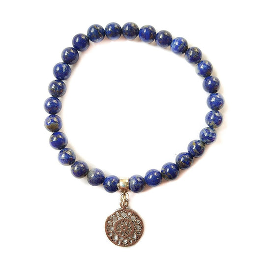 Pulsera de Lapislázuli y Mandala en Plata de Ley