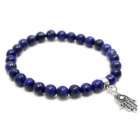 Pulsera de Lapislázuli y Mano de Fátima en Plata de Ley