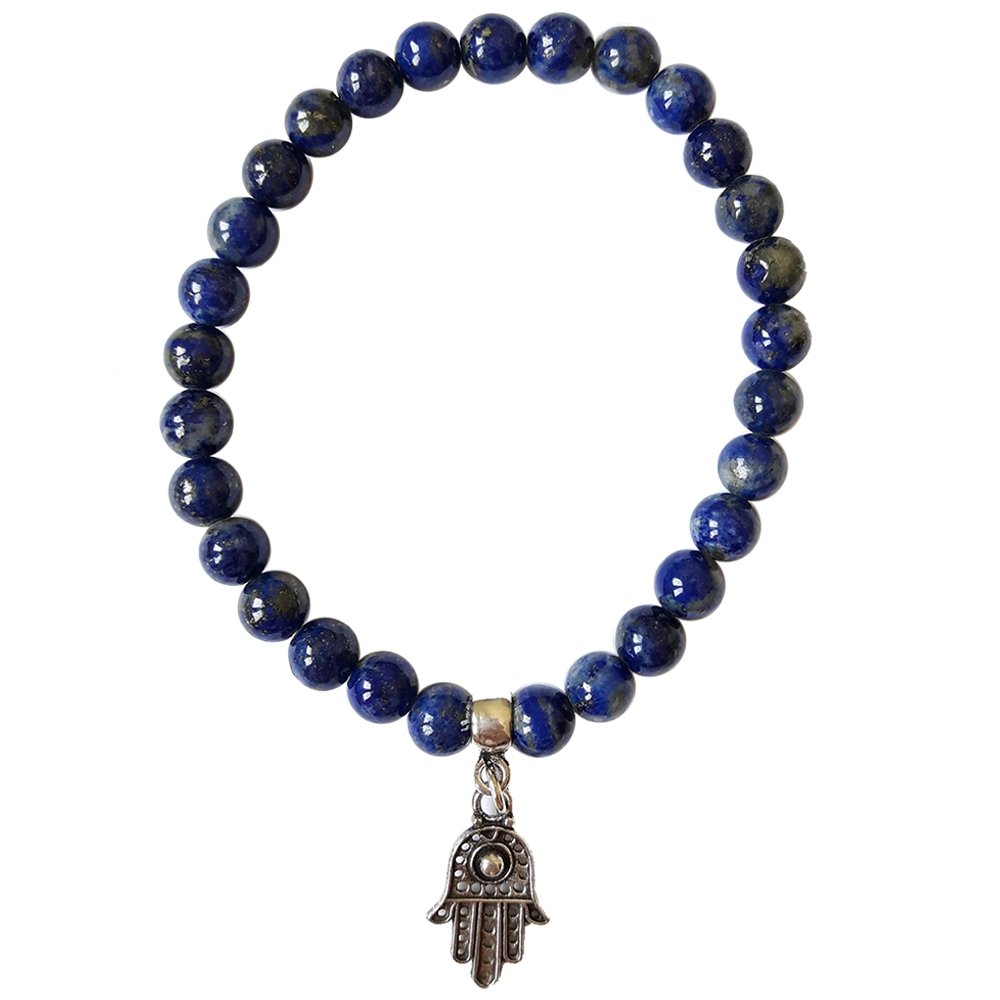 Pulsera de Lapislázuli y Mano de Fátima en Plata de Ley