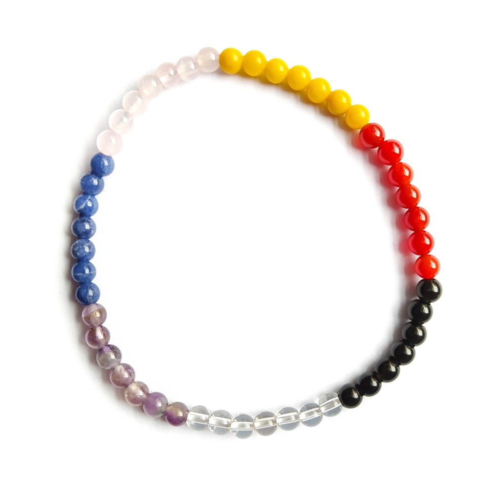 Pulsera de los Siete Chakras con ónix, pulsera de mineral con cuentas de colores y ónix negro, para equilibrio espiritual.