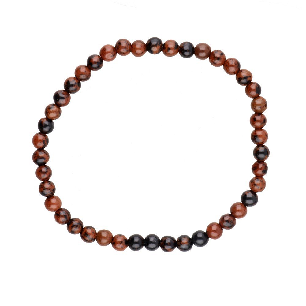 Pulsera de mineral de obsidiana caoba con bolas lisas, joyería natural y elegante de Mystical Tienda.